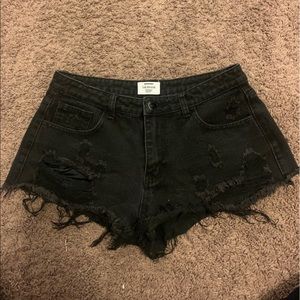 Black jean shorts